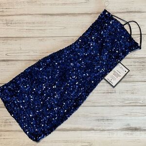 Crystal Doll Navy Sequin Gown